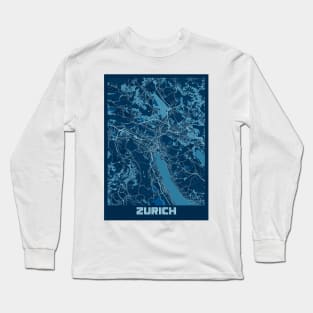 Zurich - Switzerland Peace City Map Long Sleeve T-Shirt